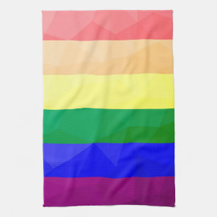 LGBT flag rainbow lines geometric mesh pattern Tea Towel