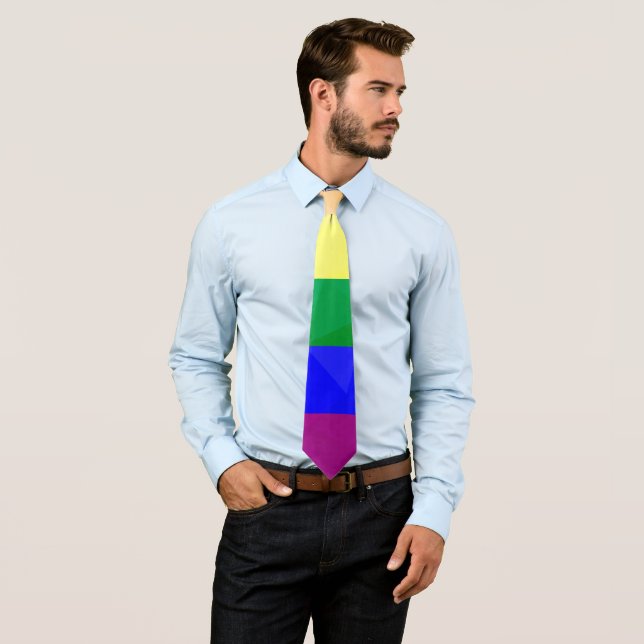 LGBT flag rainbow lines geometric mesh pattern Tie (In Situ)