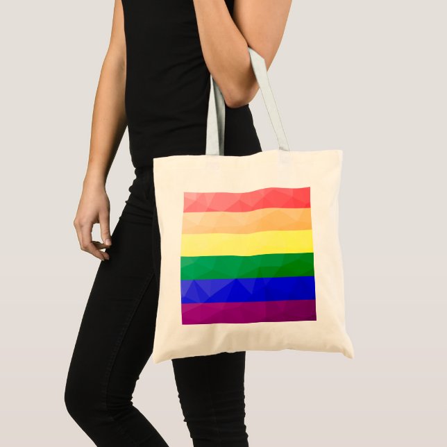 LGBT flag rainbow lines geometric mesh pattern Tote Bag (Front (Product))