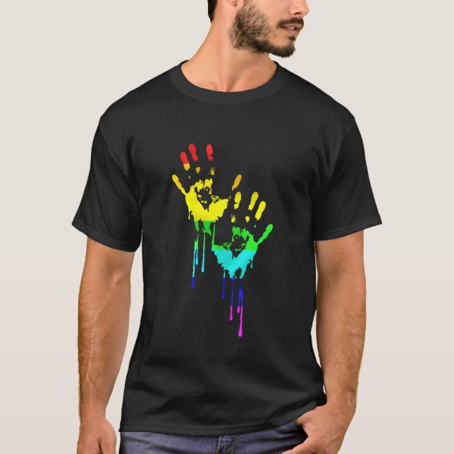 Lgbt Flag Rainbow Shirt Lgbt Pride Bloody Hands Te (Front)