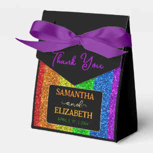 LGBT flag rainbow sparkles gay lesbian wedding Favour Box