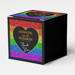 LGBT flag rainbow sparkles heart wedding Thank you Favour Box