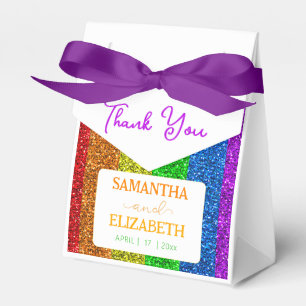 LGBT flag rainbow sparkles lesbian wedding Favour Box