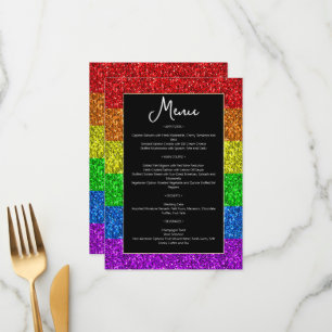 LGBT flag rainbow sparkles lesbian wedding Menu