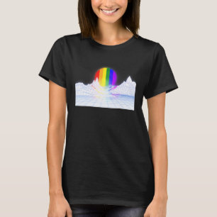 Lgbt Flag Sunrise On White 90s 80s Aesthetic Rainb T-Shirt