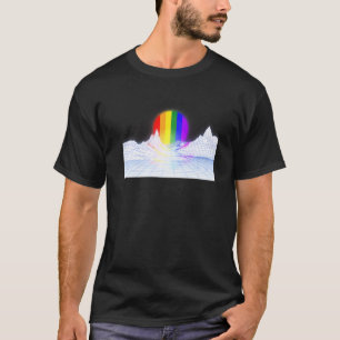Lgbt Flag Sunrise On White 90s 80s Aesthetic Rainb T-Shirt