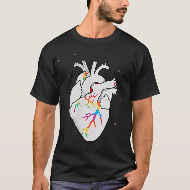 LGBT Flag T Heartbeat Gay Lesbian Resist Men Women T-Shirt (Front)