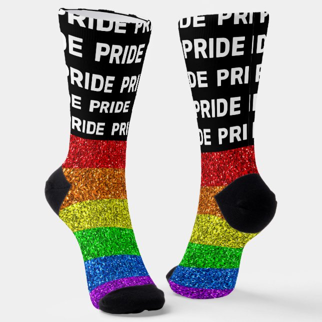 LGBT flag vibrant glitter sparkle pattern pride Socks (Angled)