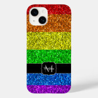 LGBT flag vibrant rainbow glitter sparkle Monogram
