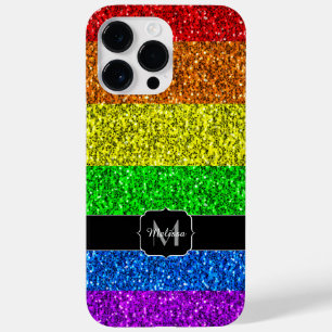 LGBT flag vibrant rainbow glitter sparkle Monogram Case-Mate iPhone 14 Pro Max Case
