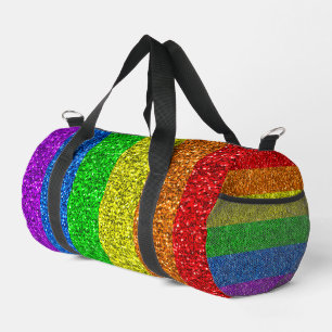 LGBT flag vibrant rainbow glitter sparkles Duffle Bag