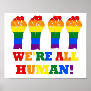 LGBT Flag We're All Human Pride Month Poster