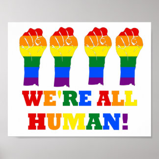 LGBT Flag We're All Human Pride Month Poster