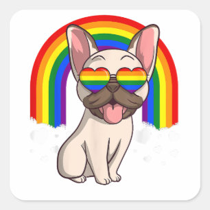 LGBT French Bulldog Dog Gay Pride Rainbow Frenchie Square Sticker