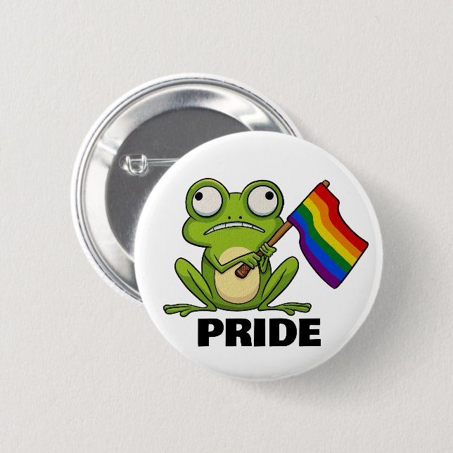 LGBT Frog With Pride Flag 6 Cm Round Badge (Front & Back)