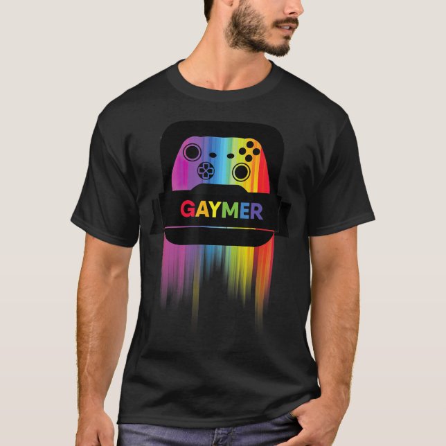 LGBT Gamer Gaymer T  Gay Pride Rainbow Gamepad T-Shirt (Front)