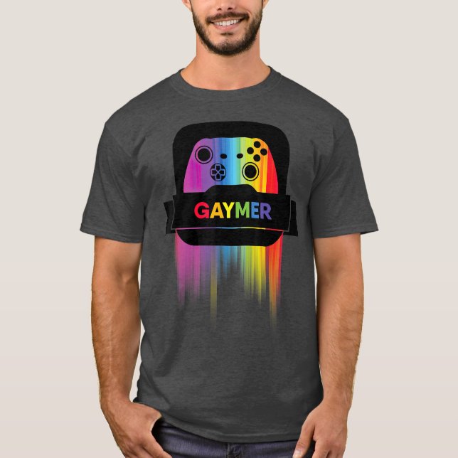 LGBT Gamer Gaymer T  Gay Pride Rainbow Gamepad T-Shirt (Front)