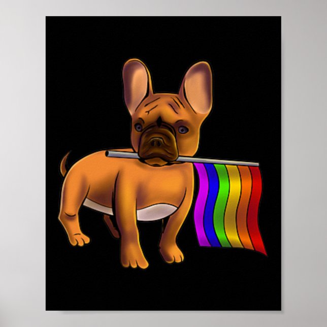 Lgbt Gay French Bulldog Gay Dog Paw Lgbt Pride  Poster (Front)