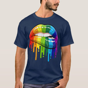 LGBT Gay Homoseual Lesbian Rainbow Lips Pride T-Shirt
