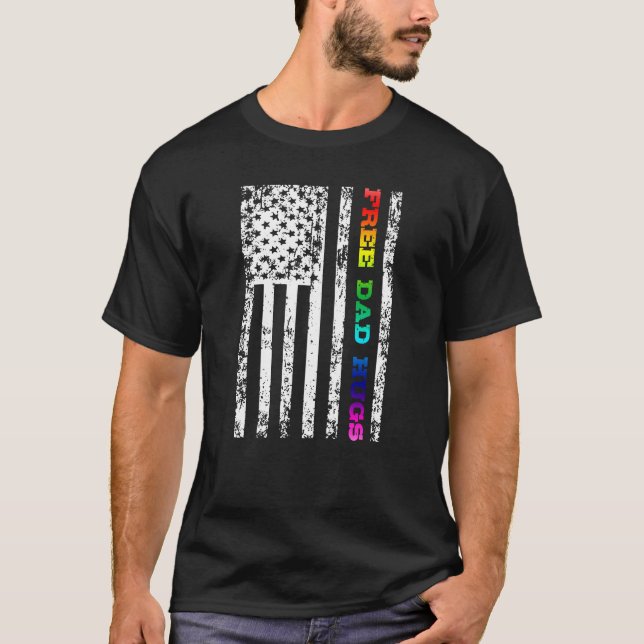 LGBT Gay Lesbian Free Dad Hugs T-Shirt (Front)