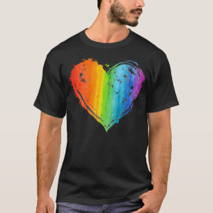 LGBT Gay Lesbian Pride Heart Flag T-Shirt