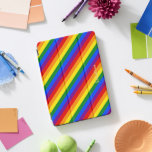 LGBT Gay Lesbian Pride Monogrammed Rainbow Stripes iPad Pro Cover<br><div class="desc">Create your own custom, personalised, unique, one-of-a-kind, beautiful elegant stylish faux gold typography script name monogram / initials, monogrammed, cool, modern, vibrant, LGBT gay pride rainbow flag colours, colourful geometric stripes pattern, magnetic iPad smart cover that folds into multiple stand positions and features grey microfiber interior that helps protect your...</div>