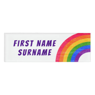 LGBT Gay Matching Couple Rainbow Retro Distressed Name Tag