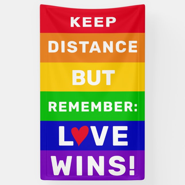 LGBT Gay pride 2020 keep distance, Love Wins quote Banner (Vertical)