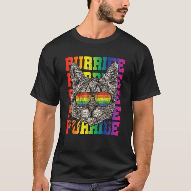 Lgbt Gay Pride Cat Purride Cat  Lgbtq Men Women 1 T-Shirt (Front)