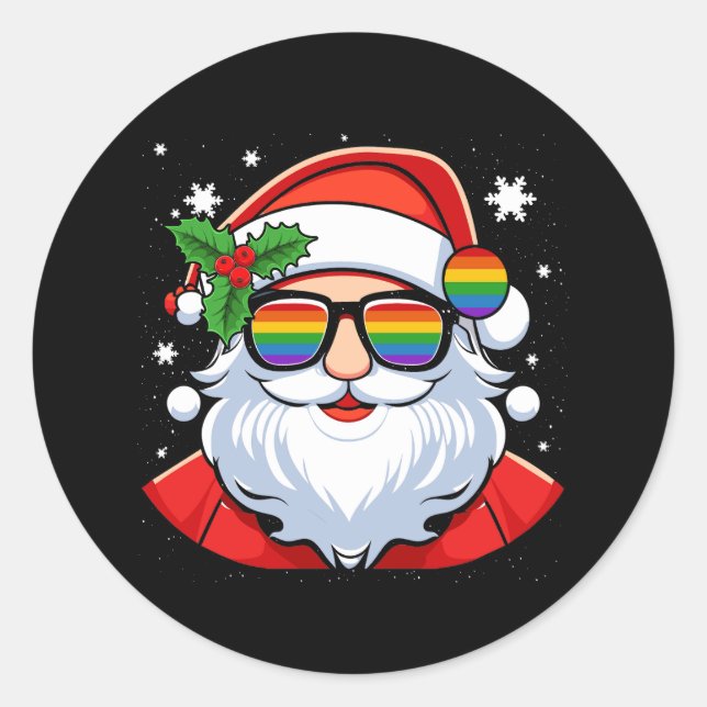 LGBT Gay Pride Cool Trendy Santa Claus Gay Merry C Classic Round Sticker (Front)