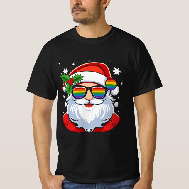 LGBT Gay Pride Cool Trendy Santa Claus Gay Merry C T-Shirt (Front)