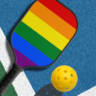LGBT Gay Pride Double Sided Rainbow Flag  Pickleball Paddle