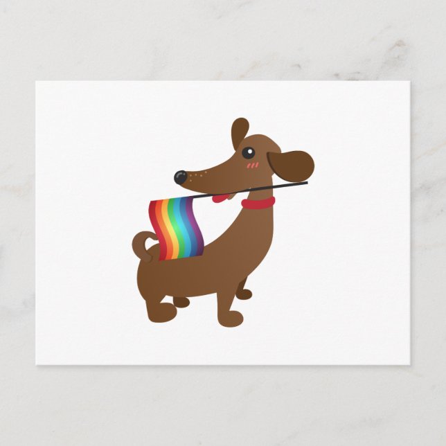 LGBT Gay Pride Flag Dachshund - LGBT Funny Postcard (Front)