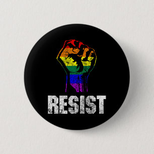 Lgbt Gay Pride Flag Resist  6 Cm Round Badge