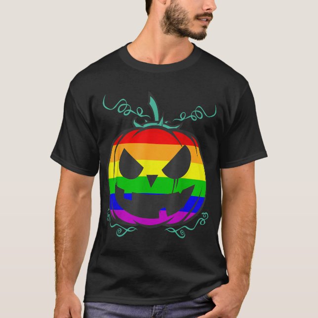 Lgbt Gay Pride Halloween Rainbow Flag Scary  T-Shirt (Front)