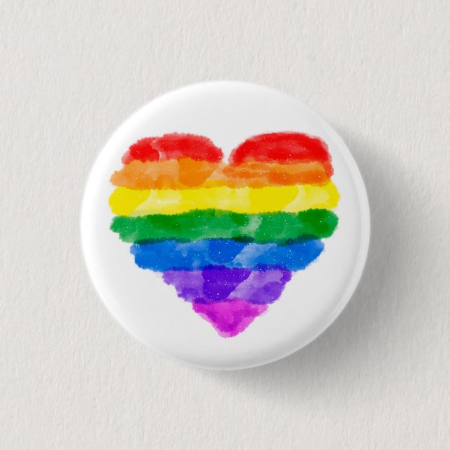 lgbt gay pride heart flag feminist resist 3 cm round badge (Front)