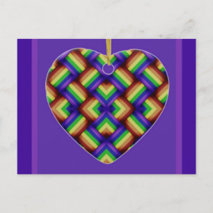LGBT / Gay Pride Heart Ornament on Lilac Postcard