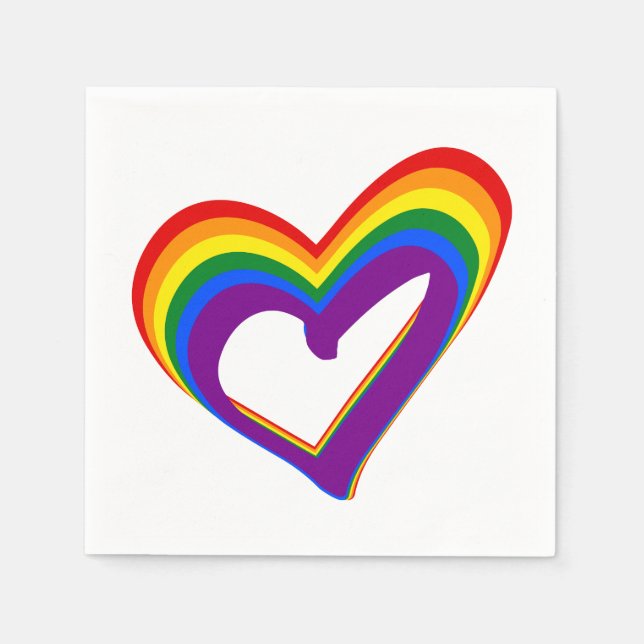LGBT Gay Pride Love Rainbow Heart LGBTQ Party Napkin (Front)