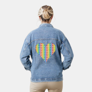 LGBT Gay Pride Month Celebration Rainbow Heart Denim Jacket
