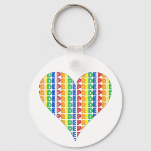 LGBT Gay Pride Month Celebration Rainbow Heart Key Ring
