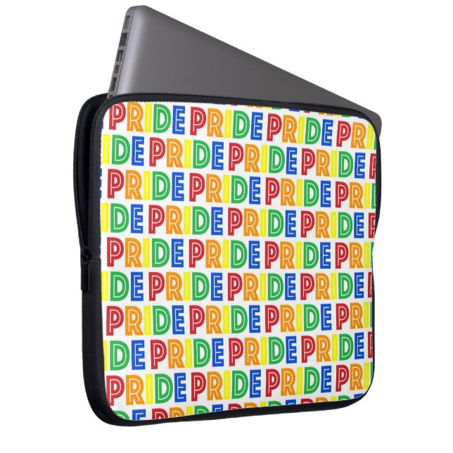 LGBT Gay Pride Month Celebration Rainbow Letters Laptop Sleeve (Front Right)