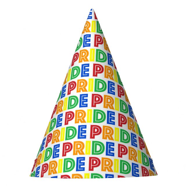 LGBT Gay Pride Month Celebration Rainbow Letters Party Hat (Front)