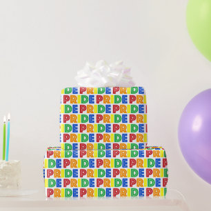 LGBT Gay Pride Month Celebration Rainbow Letters Wrapping Paper