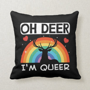 LGBT Gay Pride Month  Oh Deer Im Queer Rainbow Cushion