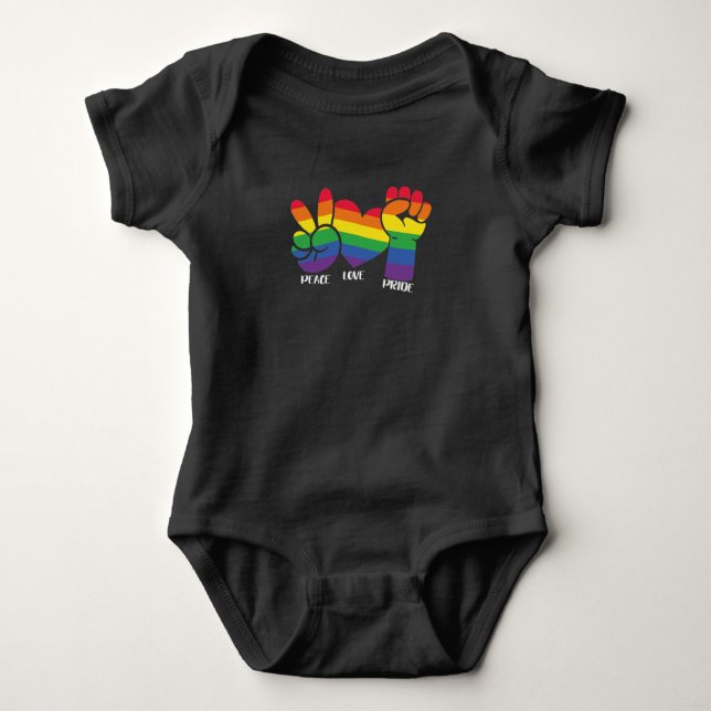LGBT Gay Pride Month  Peace Love PRide Baby Bodysuit (Front)
