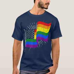 LGBT Gay Pride Month Rainbow US Flag Queer LGBTQIA T-Shirt