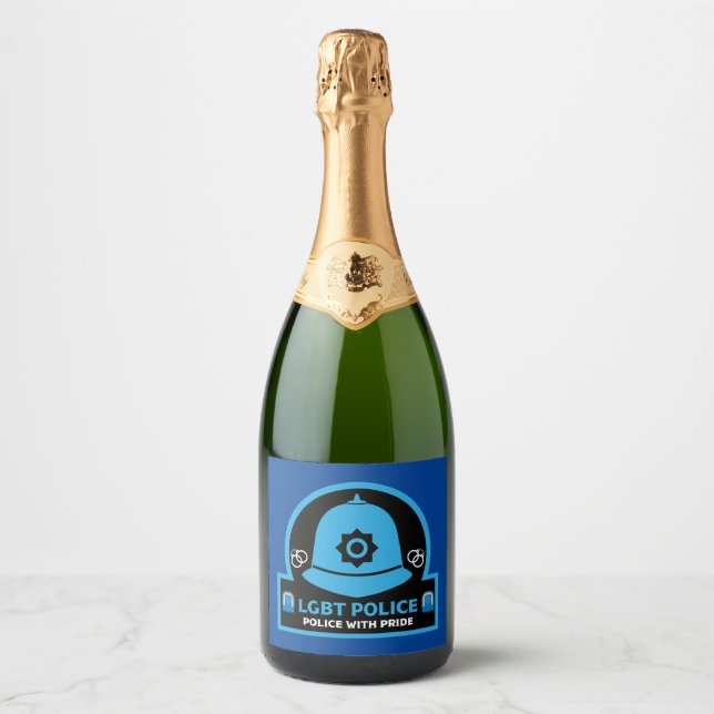  LGBT+ Gay Pride Police Sparkling Wine Label (Front)