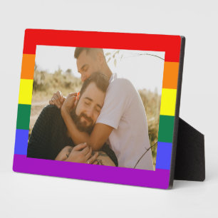 LGBT Gay Pride Rainbow Custom Photo Tabletop Easel Plaque