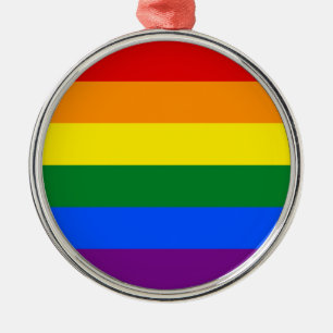 LGBT Gay Pride Rainbow Flag Stripe Metal Ornament