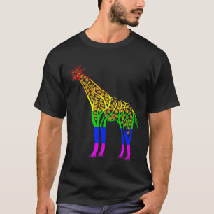 Lgbt Gay Pride Rainbow Flag  Tree African Giraffe T-Shirt